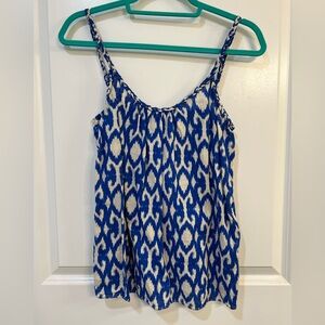 Blue & Cream Linen Braided Strap Gap Tank Top XS